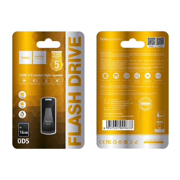 Флеш-накопитель HOCO UD5 16GB USB3.0 металл серебряный