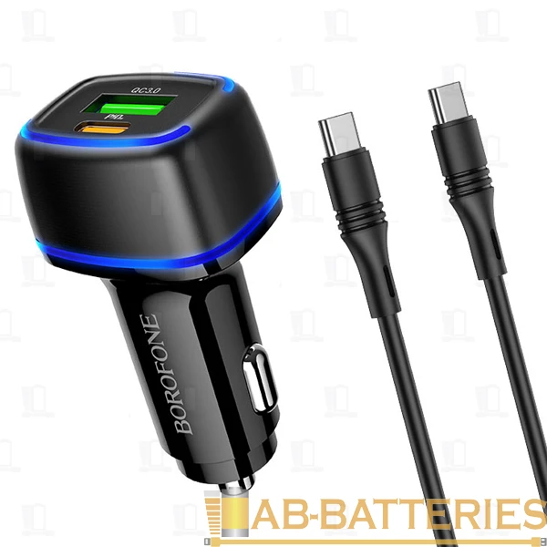 Автомобильное З/У Borofone BZ14A 1USB/Type-C 3.0A 20W QC3.0 черный (1/42/168)