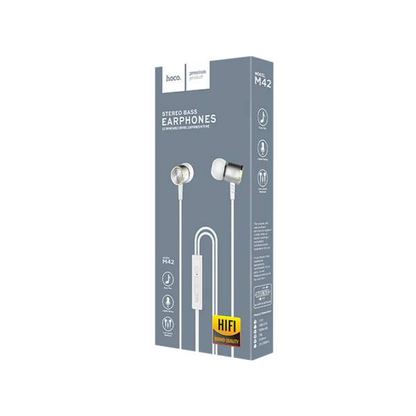 Наушники внутриканальные HOCO M42 с микр. серебряный (1/21/210)