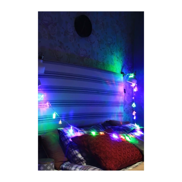 *Гирлянда Космос "Новогодние игрушки" 30LED 4.4м микс нить 8 режимов прозрачн.насадки ассорти (1/50)