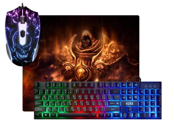 Набор клавиатура+мышь+коврик проводной Defender MKP-117 Aura игровой (1/10)
