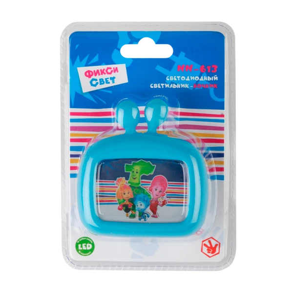 Ночник ЭРА NN-613 ФИКСИКИ 1LED 0.5W 220V в розетку синий (1/6)