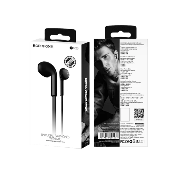 Наушники вставные Borofone BM23 с микр. черный (1/36/144)