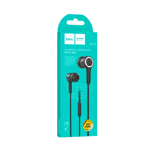 Наушники внутриканальные HOCO M104 с микр. черный (1/420)