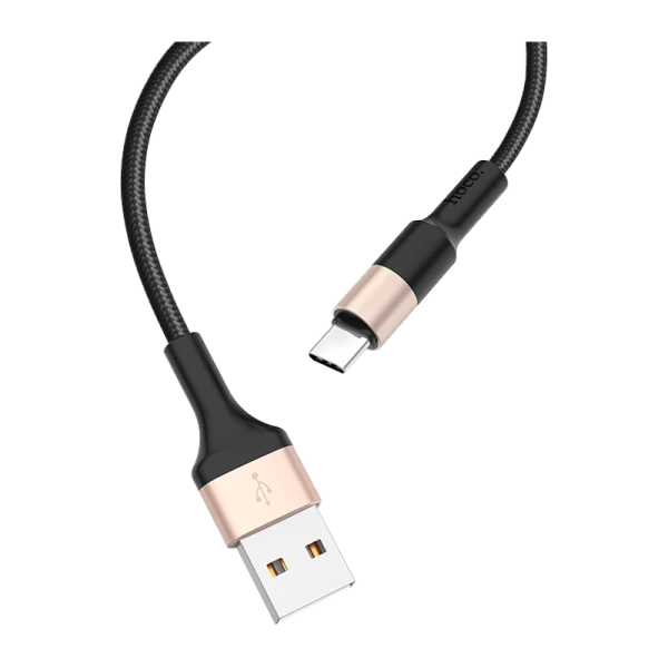 Кабель HOCO X26 USB (m)-Type-C (m) 1.0м 2.0A нейлон черный золотой (1/30/300)