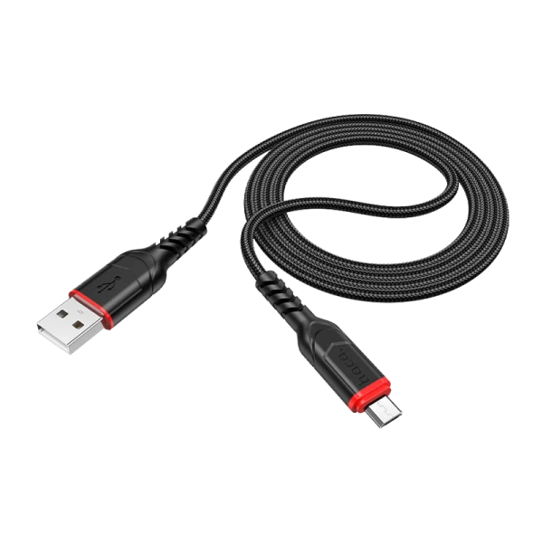 Кабель HOCO X59 USB (m)-microUSB (m) 1.0м 2.4A нейлон черный (1/30/300)