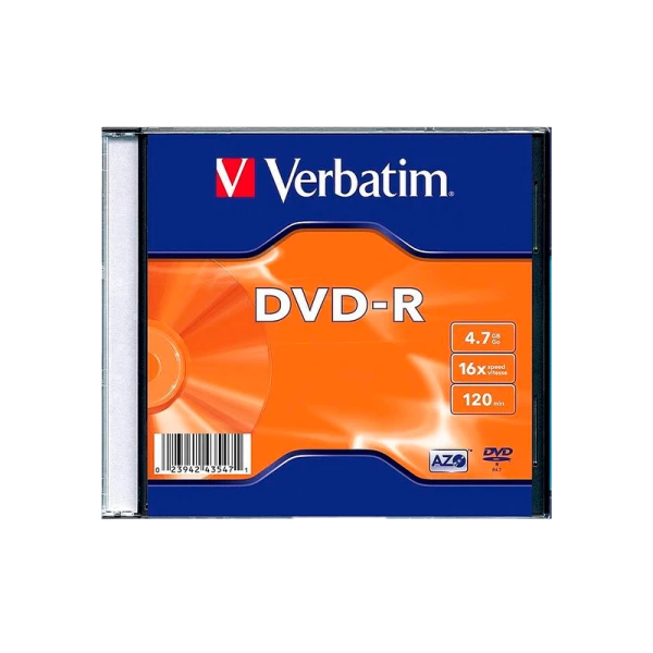 Диск DVD-R Verbatim 4.7GB 16x 1шт. SlimCase