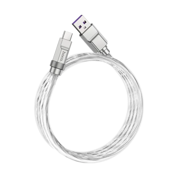 Кабель HOCO U113 USB (m)-Lightning (m) 1.0м 2.4A силикон серебряный (1/22/220)