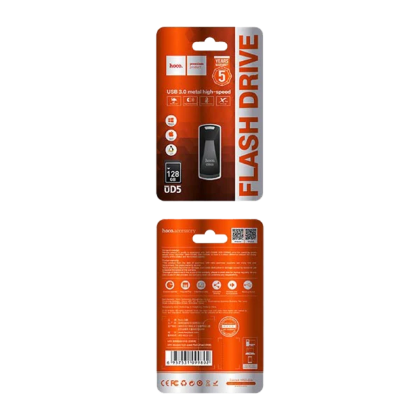 Флеш-накопитель HOCO UD5 128GB USB3.0 металл серебряный