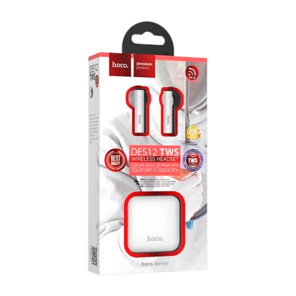 Наушники вставные HOCO DES12 bluetooth 5.0 с микр. белый (1/20/120)