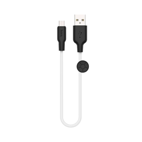 Кабель HOCO X21 Plus USB (m)-microUSB (m) 0.25м 2.4A силикон черный белый (1/30/300)