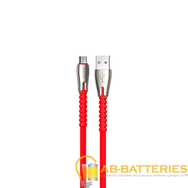 Кабель HOCO U58 USB (m)-microUSB (m) 1.2м 2.4A силикон красный (1/30/300)
