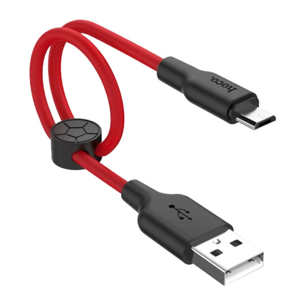 Кабель HOCO X21 Plus USB (m)-microUSB (m) 1.0м 2.4A силикон черный красный (1/28/168)