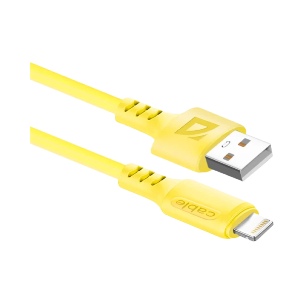 Кабель Defender F207 USB (m)-Lightning (m) 1.0м 2.4A желтый