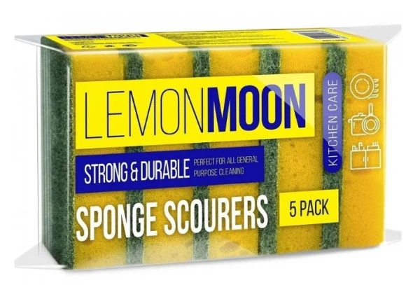 Губка Lemon Moon для посуды 100х71х29 поролон 5 шт (1/60)