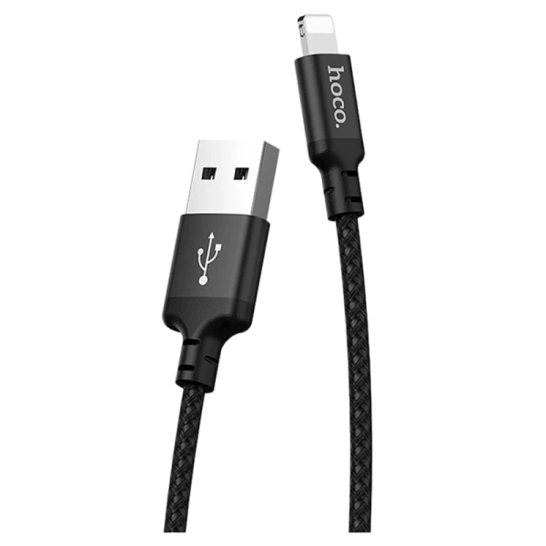 Кабель HOCO X14 USB (m)-Lightning (m) 1.0м 2.0A нейлон черный (1/33/330)