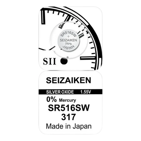 Батарейка SEIZAIKEN 317 (SR516SW) Silver Oxide 1.55V (1/10/100/1000)