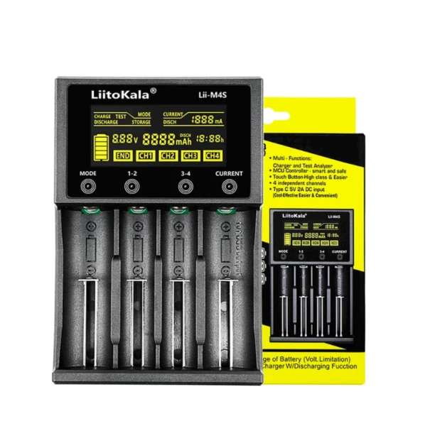 З/У для аккумуляторов LiitoKala Lii-M4S AA/AAA/C Ni-MH/Ni-Cd/Li-ion/LiFePO4 4 слота