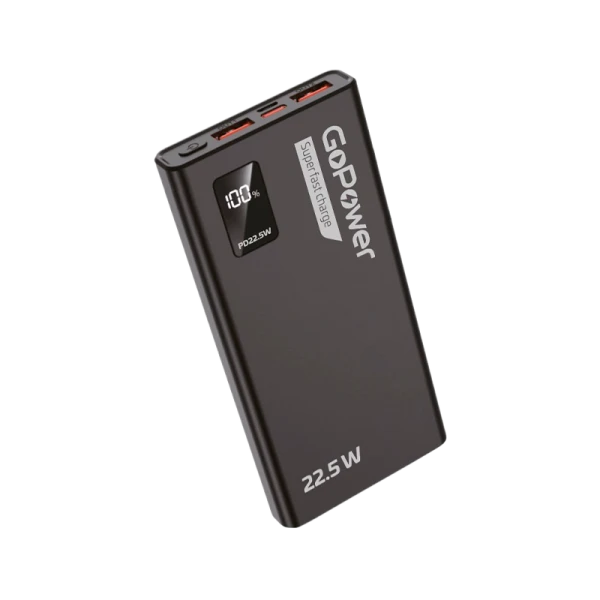 Внешний аккумулятор GoPower PB03-10 10000mAh 3.0A 22.5W 2USB/Type-C черный (1/50)