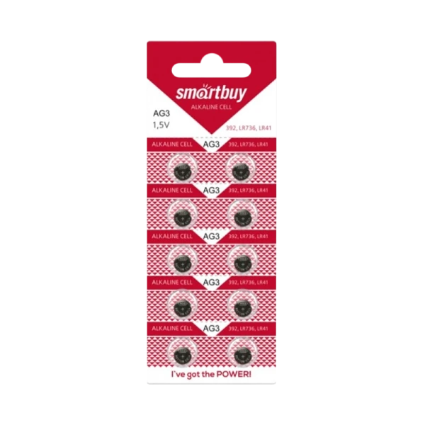 Батарейка Smartbuy G3/LR736/LR41/392A/192 BL10 Alkaline 1.5V (10/100/2000)