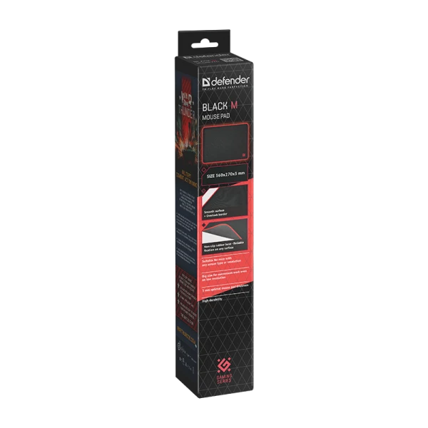 Коврик для мыши Defender Black M 360x270x3мм черный (1/40)