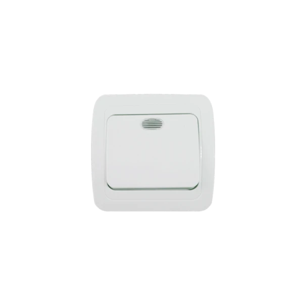 Выключатель Прогресс Slim 1-клав.10A ABS + Керамика с индикатором белый (1/10/200)