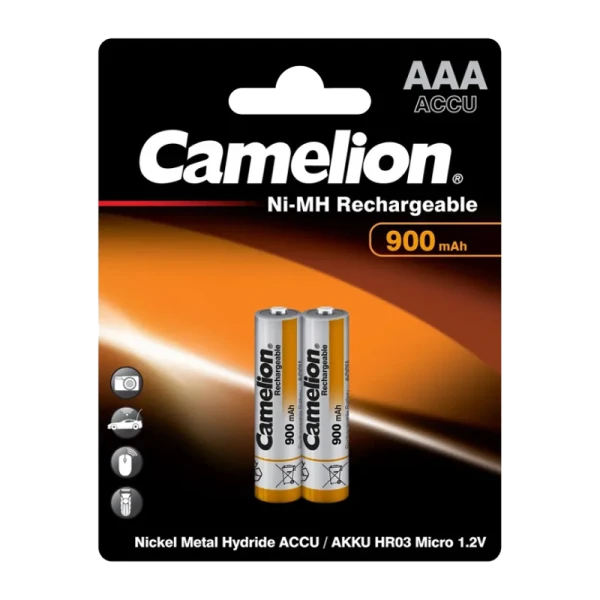 Аккумулятор бытовой Camelion HR03 AAA BL2 NI-MH 900mAh (2/24/480)