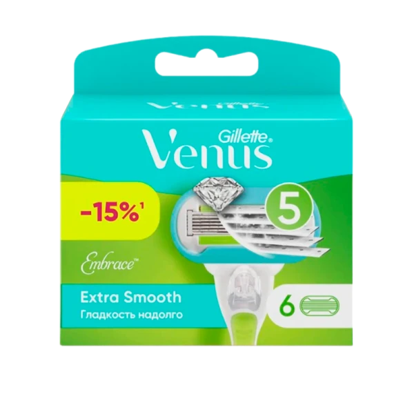 Сменные кассеты Gillette Venus EMBRACE Extra Smooth 5 лезвий 6шт. (цена за 1 шт) (6/60)