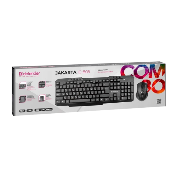 Набор клавиатура+мышь проводной Defender C-805 Jakarta классическая мультимед. черный (1/20)