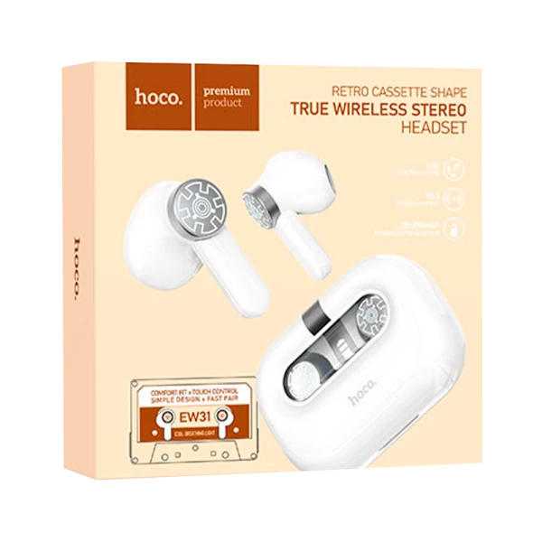 Наушники вставные HOCO EW31 bluetooth 5.3 с микр. белый (1/20/200)