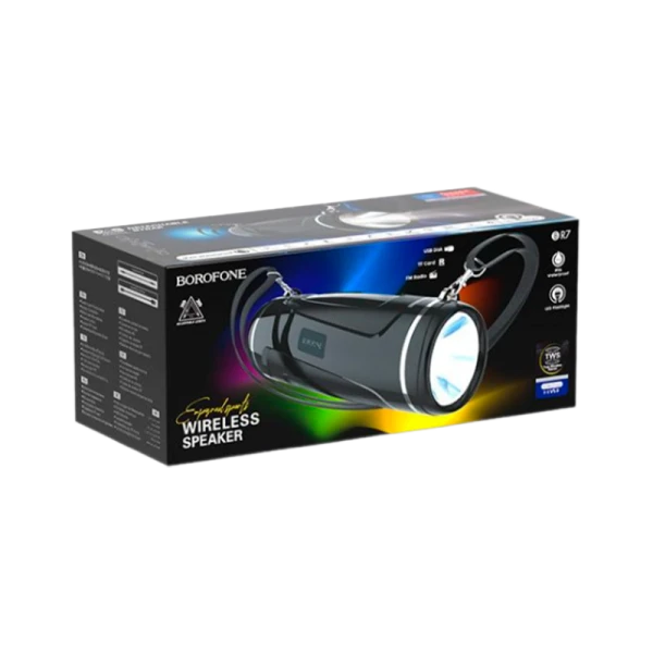 Портативная колонка Borofone BR7 bluetooth 5.0 microSD фонарик черный (1/40)