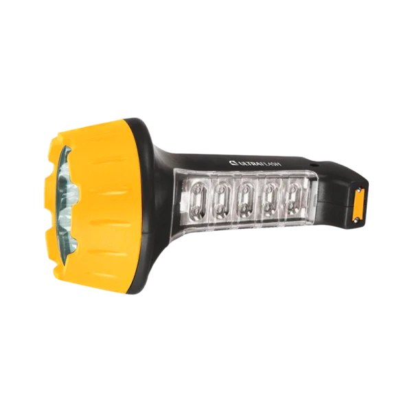 Фонарь туристический Ultraflash LED3819 2W 15+10LED от аккумулятора прямая подзарядка черный желтый