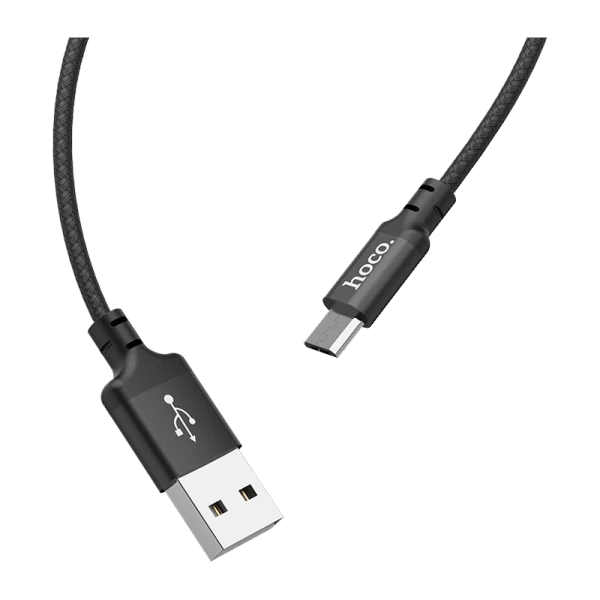 Кабель HOCO X14 USB (m)-microUSB (m) 2.0м 1.7A нейлон черный (1/33/330)