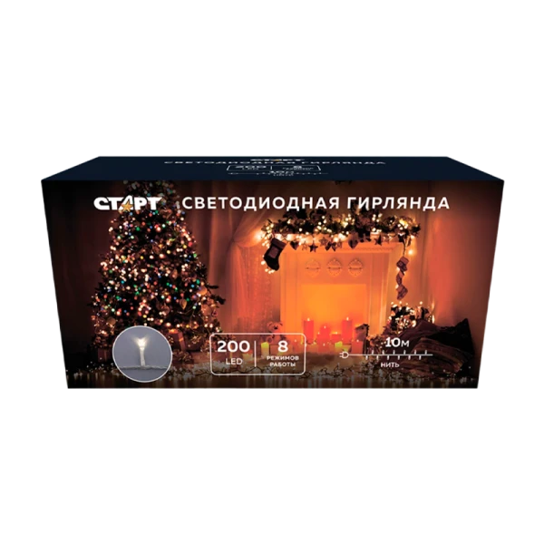 Гирлянда Старт НГ 200LED 10.0м нить 8 режимов мульти (1/24)