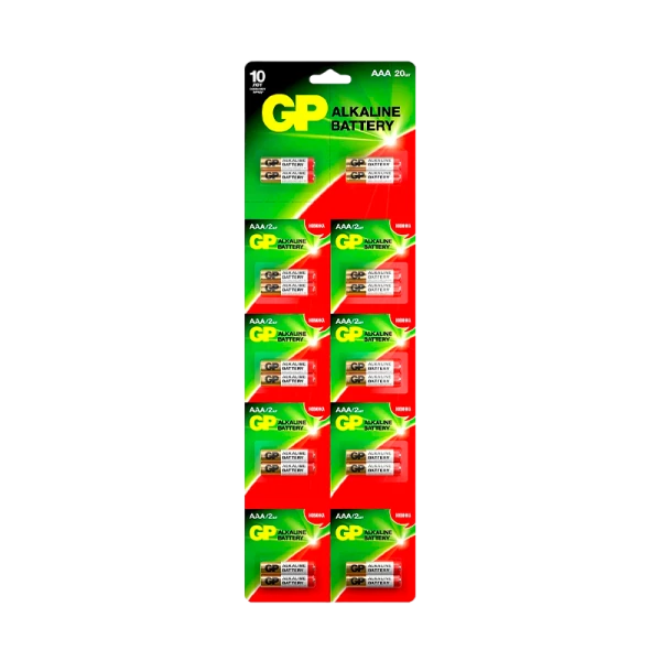 Батарейка GP LR03 AAA BL20 (2*10) Alkaline 1.5V отрывные (20/160/960)