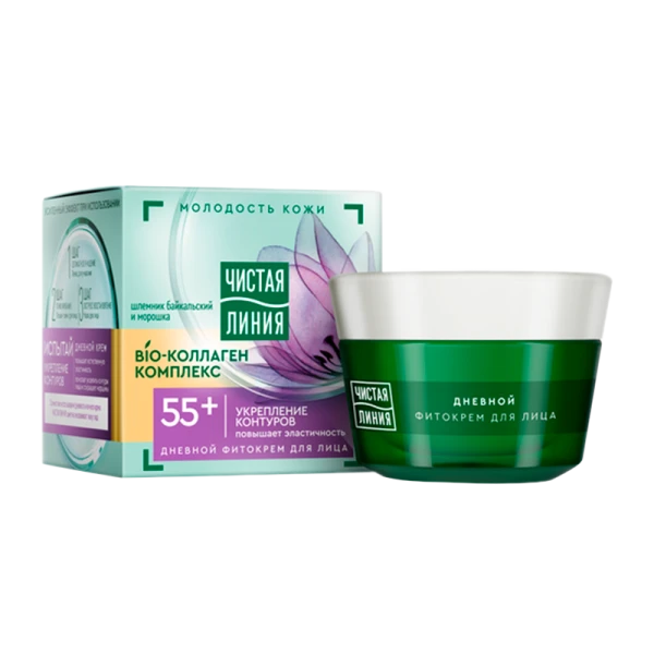 Крем для лица Чистая линия дневной Шлемник Морошка Дневной 55+ 45мл (1/12)
