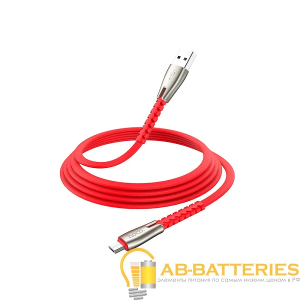 Кабель HOCO U58 USB (m)-microUSB (m) 1.2м 2.4A силикон красный (1/30/300)