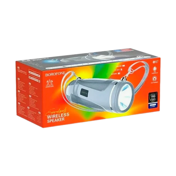 Портативная колонка Borofone BR7 bluetooth 5.0 microSD фонарик серый (1/40)