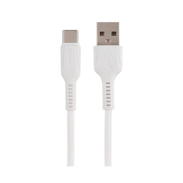 Кабель GoPower GP21T USB (m)-Type-C (m) 1.0м 3.0A 27W силикон белый (1/200/800)