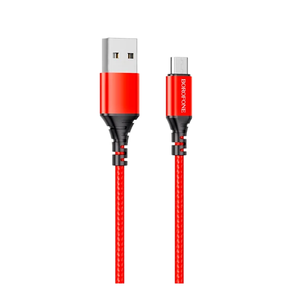 Кабель Borofone BX54 USB (m)-microUSB (m) 1.0м 2.4A нейлон красный (1/360)