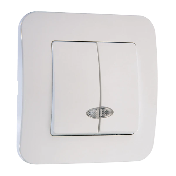 Выключатель Makel Lillium Natural 2-клав.10A пластик с подсветкой белый 55023 (1/12)