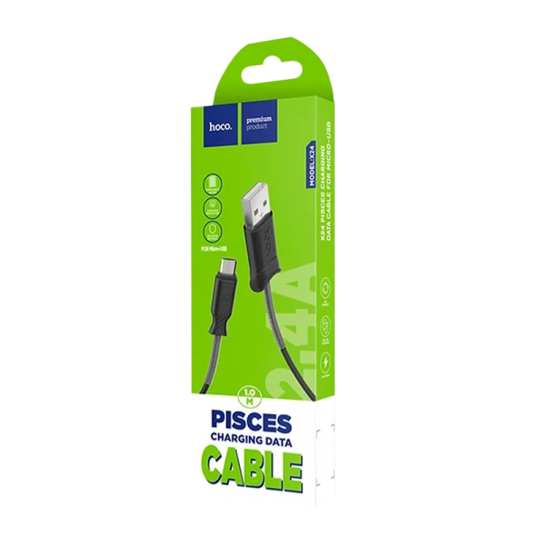Кабель HOCO X24 USB (m)-microUSB (m) 1.0м 2.4A TPE черный (1/31/310)
