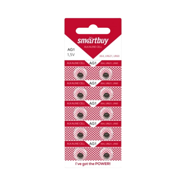 Батарейка Smartbuy G1/LR621/LR60/364A/164 BL10 Alkaline 1.5V (10/100/2000)
