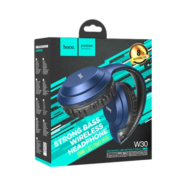 Наушники полноразмерные HOCO W30 bluetooth 5.0 с микр. microSD синий (1/30)