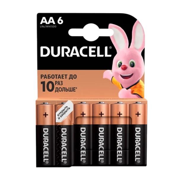 Батарейка Duracell Basic LR6 AA BL6 Alkaline 1.5V (6/60/16800)