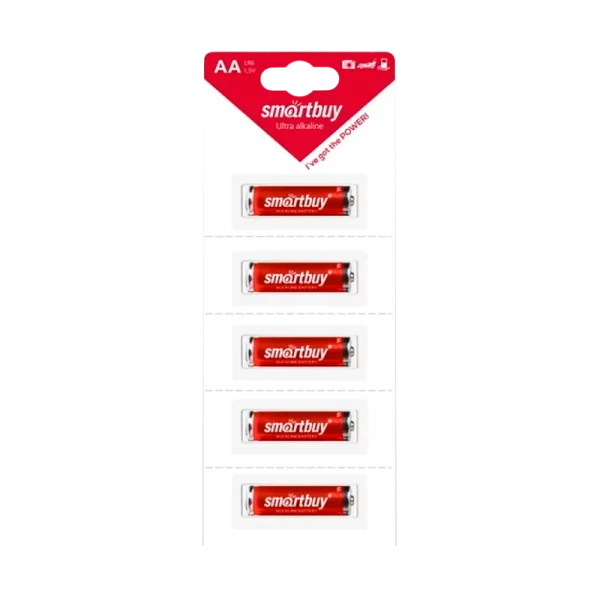 Батарейка Smartbuy LR6 AA BL5 Alkaline 1.5V отрывные (5/60/600)