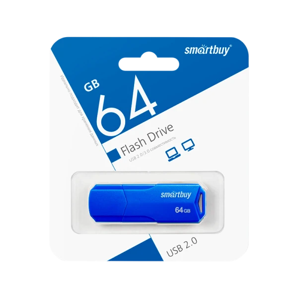 Флеш-накопитель Smartbuy Clue 64GB USB2.0 пластик синий