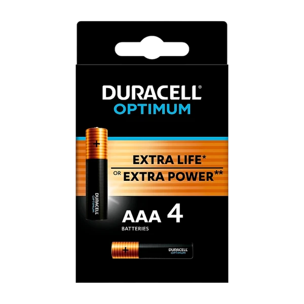 Батарейка Duracell Optimum LR03 AAA BL4 Alkaline 1.5V (4/32)