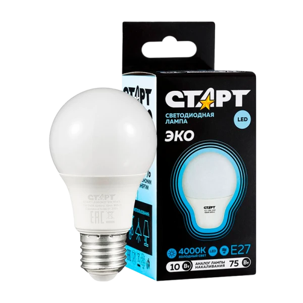 Лампа светодиодная Старт GLS E27 10W 4000К 220V груша Black матовая (1/10/100)