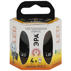 Лампа светодиодная ЭРА MR16 GU5.3 4W 4000К 170-265V софит матовая (1/10/100)